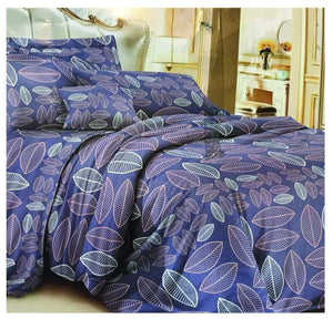 100% cotton 6 pieces king size bed set - striped dark leaves